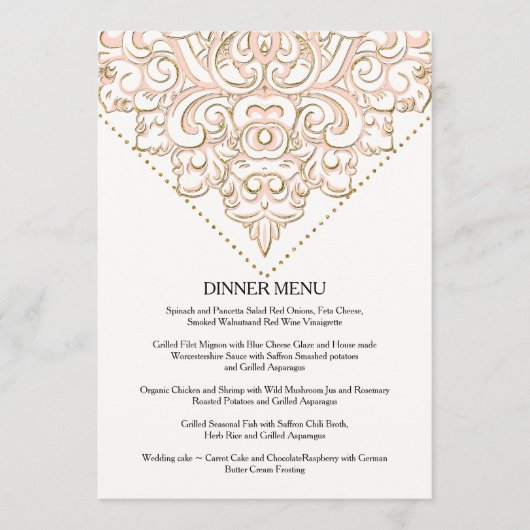 Menu Dîner Formel Élégant Lace Scroll Swirl (Devant)