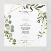 Menu Dîner Géométrique Gold Tropical Green Calligraphy (Devant)