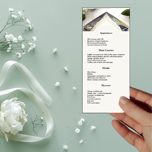 Menu Dîner Géométrique Moderne avec Petites Fleurs