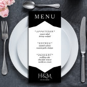 Menu Dîner géométrique noir et blanc Réception de maria