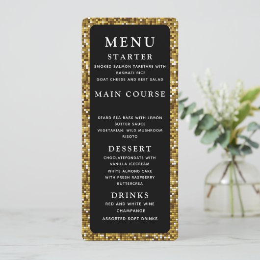 Menu Dîner Gold et Black Mariage (Debout devant)
