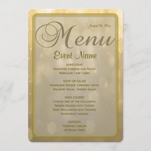 Menu Diner | Golden Bokeh (Voorkant)