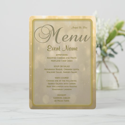 Menu Diner | Golden Bokeh (Staand voorkant)