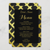 Menu Diner | Goud en zwart quatrefoil (Voorkant / Achterkant)