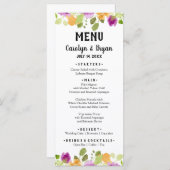 Menu Dîner Mariage à l'aquarelle (Devant / Derrière)