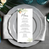 Menu Dîner mariage Aquarelle Pêche Floral