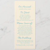 Menu dîner mariage bleu & crème tourbillons de mer (Dos)