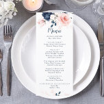 Menu Dîner Mariage bleu marine et rose vif<br><div class="desc">Laissez une impression sur vos invités sur le thème floral bleu marine et rose vif. Levez la classe avec une soirée élégante avec ce thème floral bleu marine et rose vif. Personnalisez avec vos informations ou cliquez sur "Cliquez pour customiser plus loin" pour modifier les styles, la taille et les...</div>