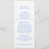 Menu dîner mariage Blue delphinium art (Dos)