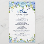 Menu Dîner mariage Blue Hydrangea Floral Green (Devant)