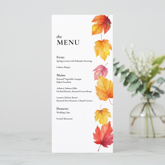 Menu Dîner Mariage de automne en automne (Debout devant)