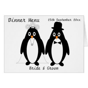 Menu Dîner Mariage Design Penguins
