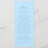 Menu dîner mariage en cage d'oiseau bleu et blanc (Dos)