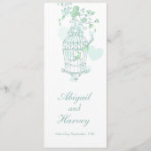 Menu dîner mariage en cage pour oiseaux verts et b (Devant)