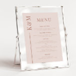 Menu Dîner Mariage en ligne rose vif<br><div class="desc">Elégante liste de menu de dîner de mariage avec une ligne simple et propre avec la première du couple sur le côté. L'arrière - plan est rose vif.</div>
