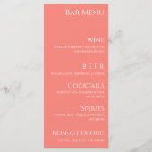 Menu Dîner mariage et Bar Menu-Corail rose- (Dos)