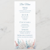 Menu Dîner mariage et Bar Menu-Pastel Coral Reef (Dos)