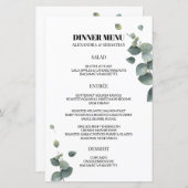 Menu Dîner Mariage Eucalyptus Vert (Devant / Derrière)