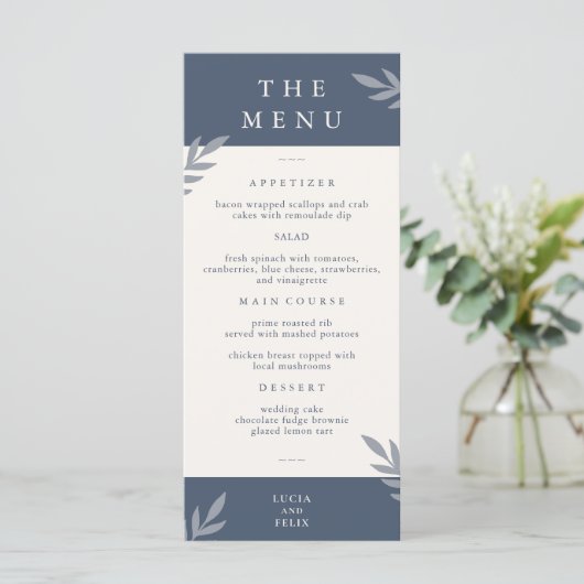 Menu Dîner Mariage Feuille (Debout devant)