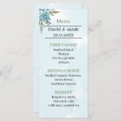 Menu Dîner Mariage Fleur Bleue Élégant (Devant / Derrière)