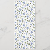 Menu Dîner Mariage Floral Bleu (Dos)