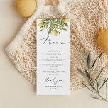 Menu Dîner Mariage méditerranéen Lemon Sorrento<br><div class="desc">Évoquez la splendeur ensoleillée d'un mariage de la côte amalfitaine avec la collection de Mariages méditerranéens citron jaune ! Insufflée du zeste d'agrumes d'été, les invitations, les signes et la décoration rayonnent de chaleur, d'élégance, et de charmantes graphismes citron jumelés à une magnifique police calligraphique. Célébrez votre amour au milieu...</div>