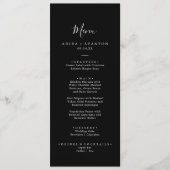 Menu Dîner Mariage minimal en coordonnées noires (Devant)