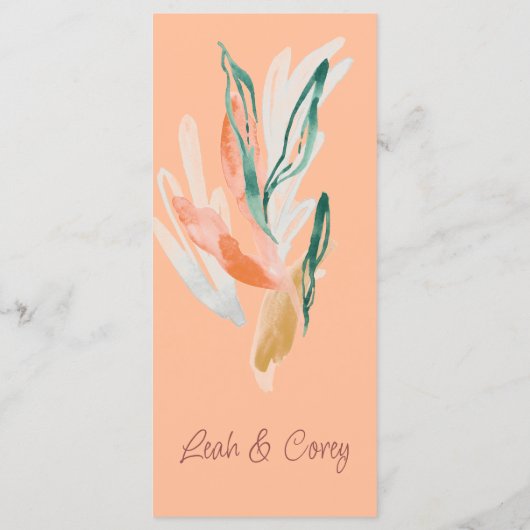 Menu Dîner Mariage moderne Peach (Dos)