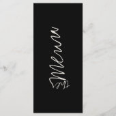 Menu Dîner Mariage noir et blanc moderne (Dos)