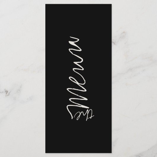 Menu Dîner Mariage noir et blanc moderne (Dos)