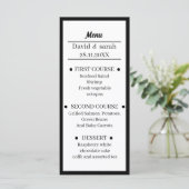 Menu Dîner Mariage Noir Et Blanc Simple (Debout devant)