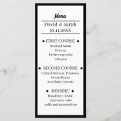 Menu Dîner Mariage Noir Et Blanc Simple (Devant)