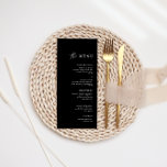 Menu Dîner Mariage noir simple et élégant<br><div class="desc">Conçu pour coordonner avec pour la collection de Faire-part de mariage "Pure". Pour modifier les détails, cliquez sur "Détails". Pour déplacer le texte ou modifier la taille, la police ou la couleur, cliquez sur "Modifier à l'aide de l'outil de conception". Voir le lien de collection sur cette page pour voir...</div>