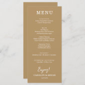 Menu Dîner Mariage or simple et élégant (Devant / Derrière)