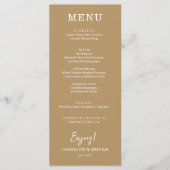 Menu Dîner Mariage or simple et élégant (Devant)