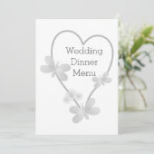 Menu Dîner mariage Papillons Coeur Argent (Debout devant)