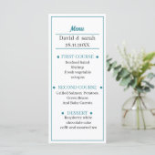 Menu Dîner Mariage personnalisé bleu (Debout devant)