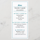 Menu Dîner Mariage personnalisé bleu (Devant)