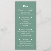 Menu Dîner Mariage personnalisé vert simple (Devant)