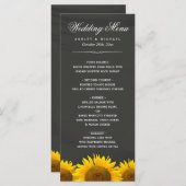 Menu Dîner mariage Plat Rustique Tournesols (Devant / Derrière)