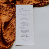 Menu Dîner Mariage Plum Purple Calligraphie