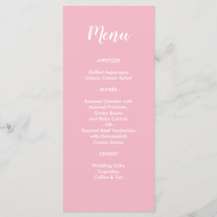 Menu Dîner Mariage Rose
