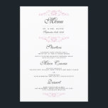 Menu Dîner Mariage rose élégant<br><div class="desc">Design élégant rose fleuri. Invitation correspondante,  cartes rsvp,  timbres-poste et plus encore dans le Little Bayleigh Store.</div>