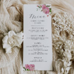 Menu Dîner Mariage rose Floral<br><div class="desc">Elégante carte de menu du dîner à mariage floral avec aquarelle illustration de fleurs de pivoines roses avec verdure.</div>