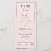 Menu Dîner Mariage Rose Rose Blush (Devant)