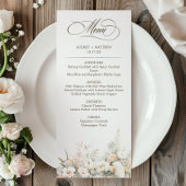 Menu Dîner Mariage Rustique White Blooms