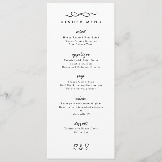 Menu Dîner Mariage simple Bow (Devant)