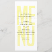 Menu Dîner mariage simple moderne de typographie jaune (Devant)