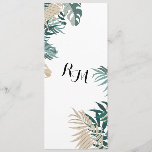 Menu Dîner Mariage Tropical Menu (Dos)