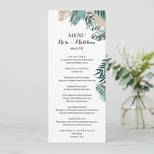 Menu Dîner Mariage Tropical Menu (Debout devant)